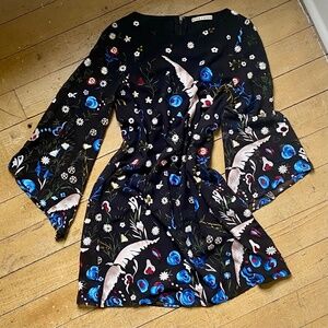 alice + olivia eleonora black silk dress